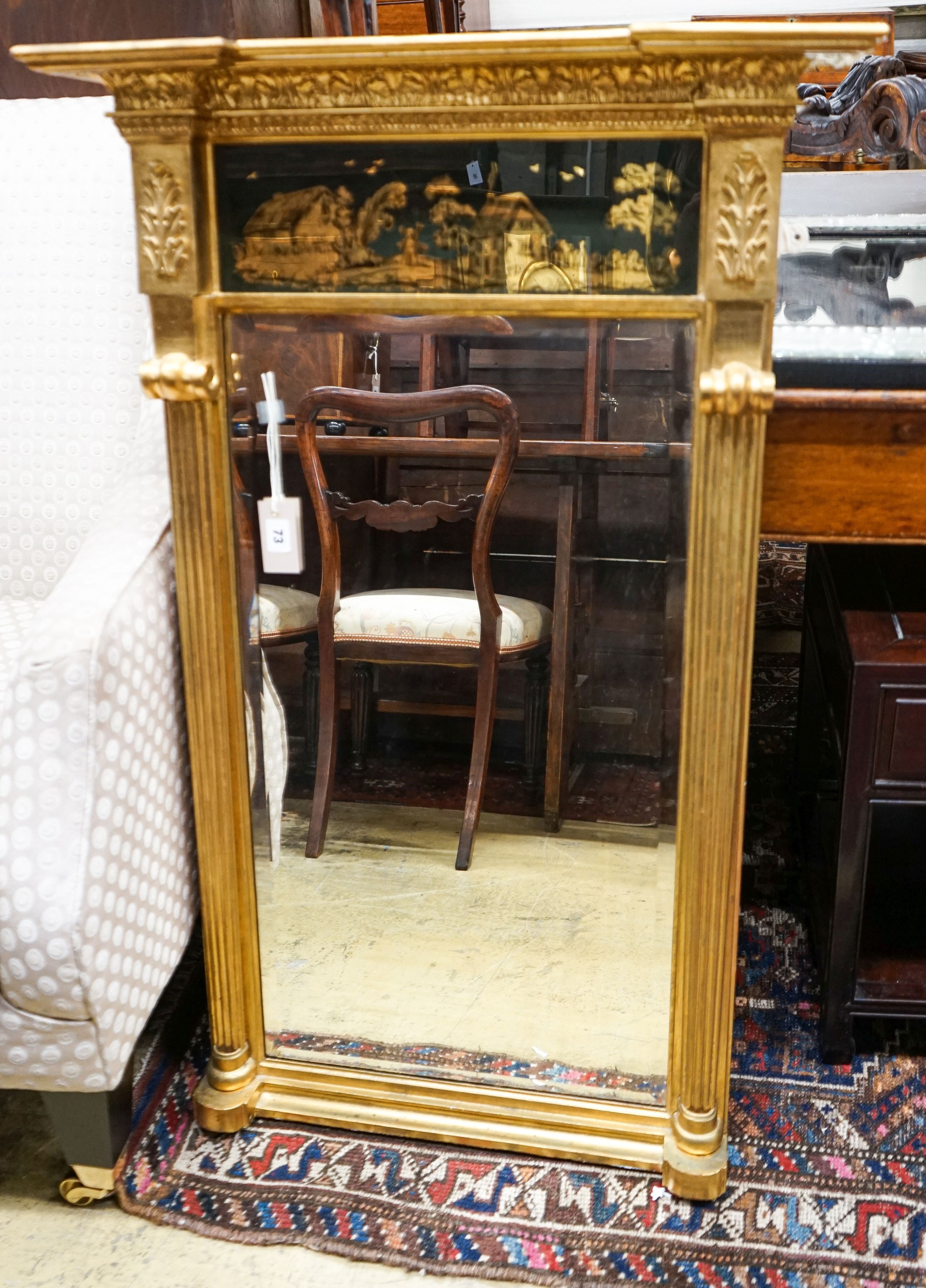 A Regency style giltwood pier glass, width 68cm, height 106cm